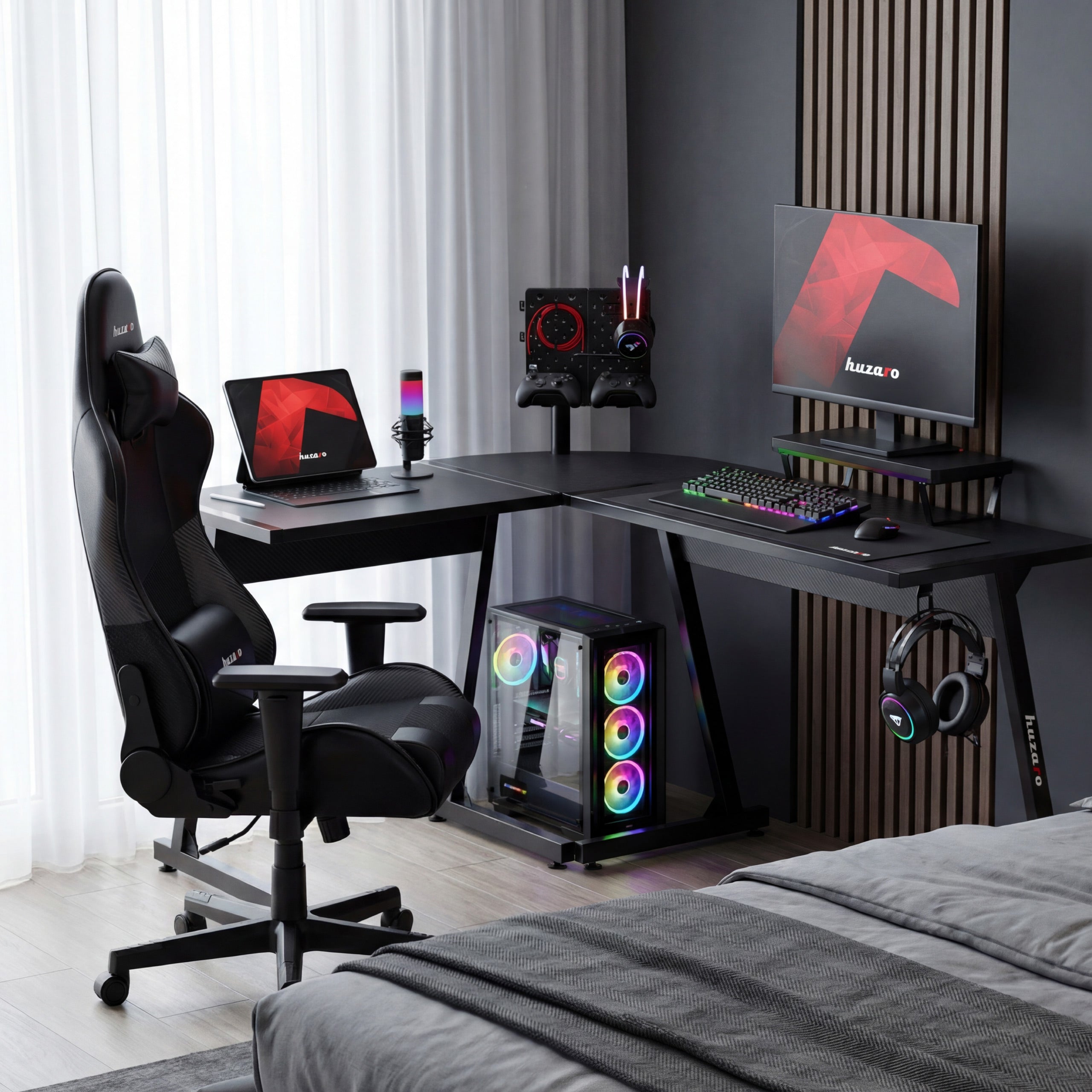 Huzaro Hero 6.0 Eck-Gaming-Schreibtisch schwarz