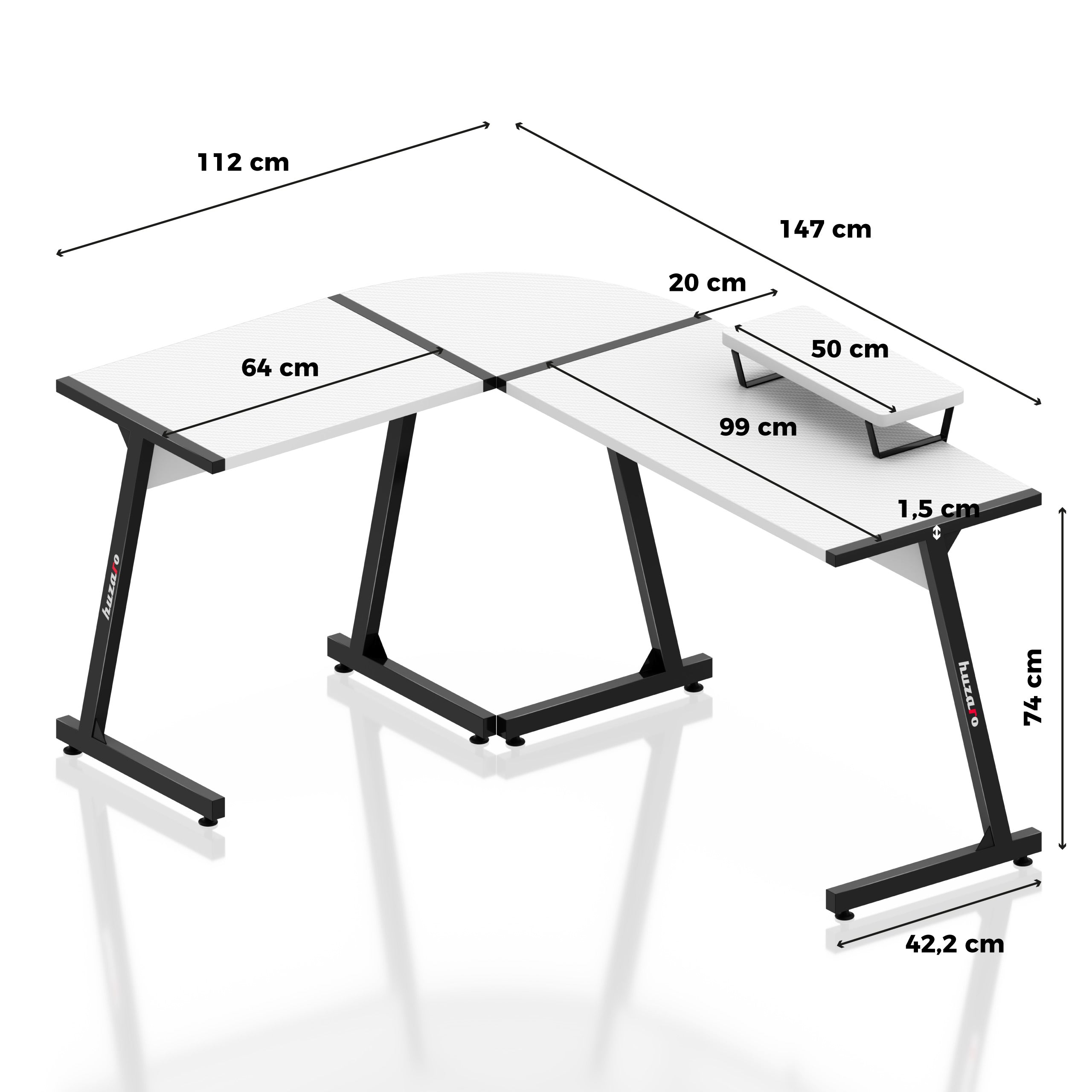 Huzaro Hero 6.0 Eck-Gaming-Schreibtisch weiß