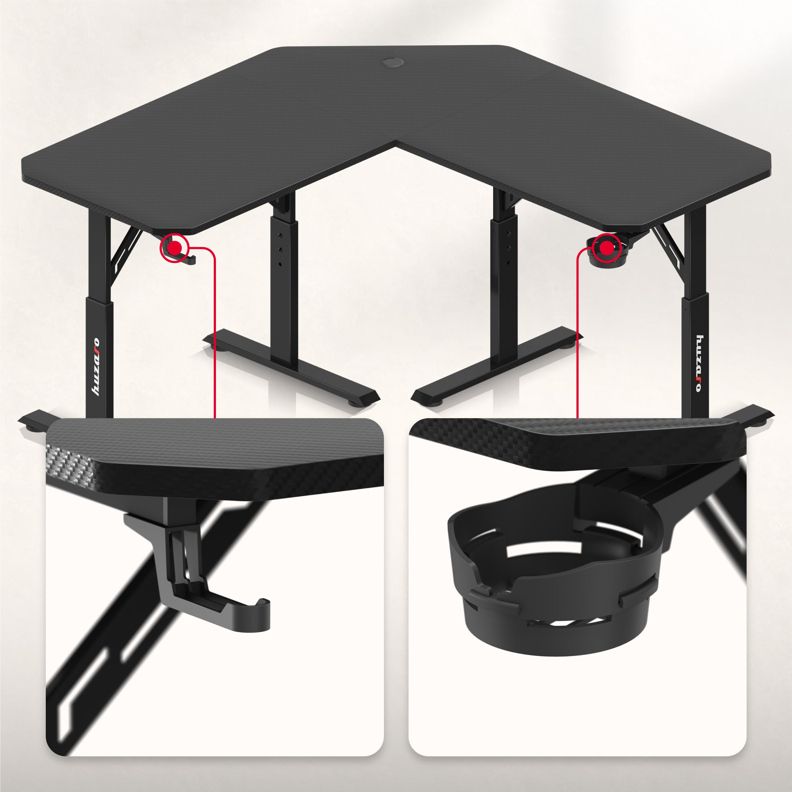 Huzaro Hero 7.3 Elektrischer Eckschreibtisch schwarz