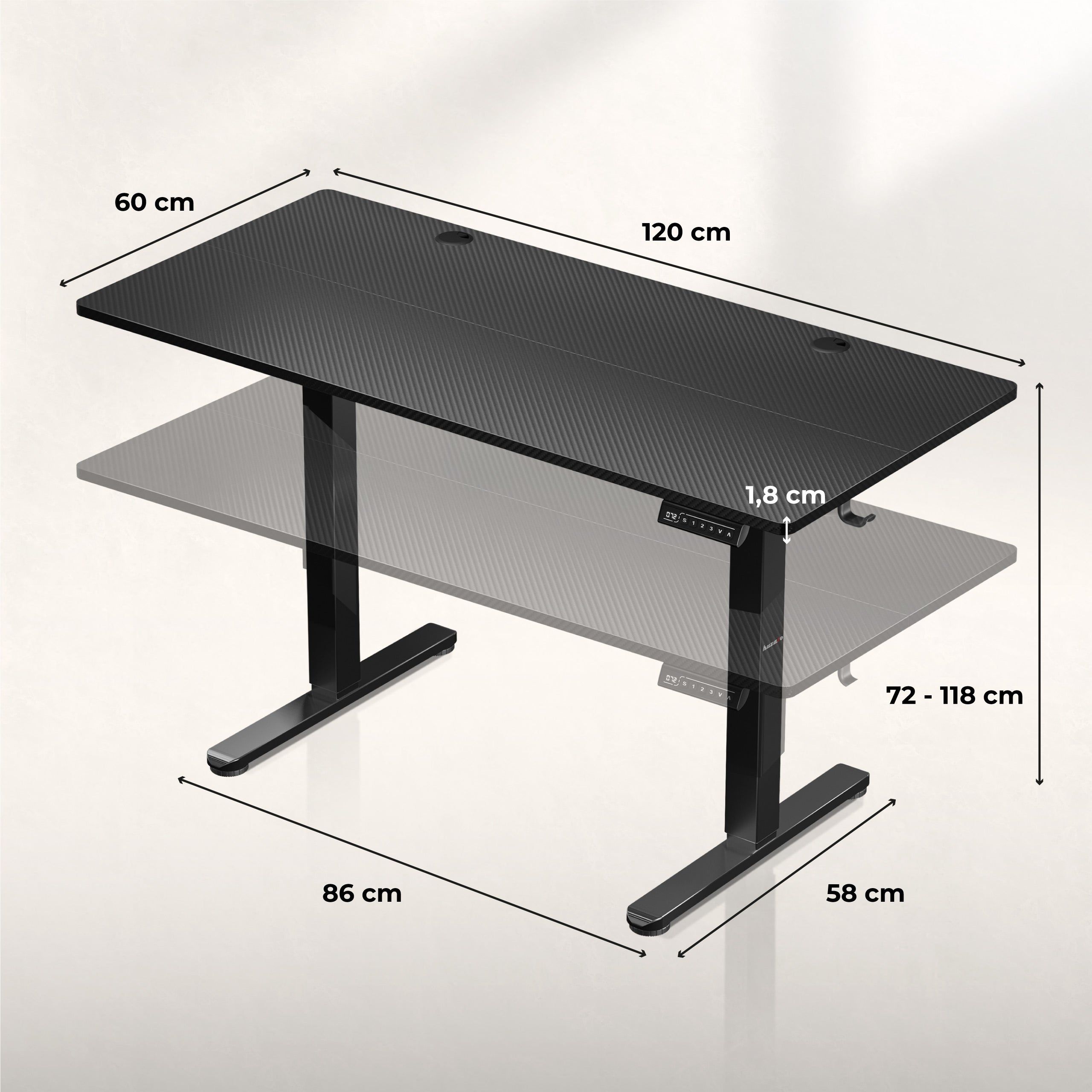 Huzaro Hero 8.2 Schwarz Elektrischer Schreibtisch