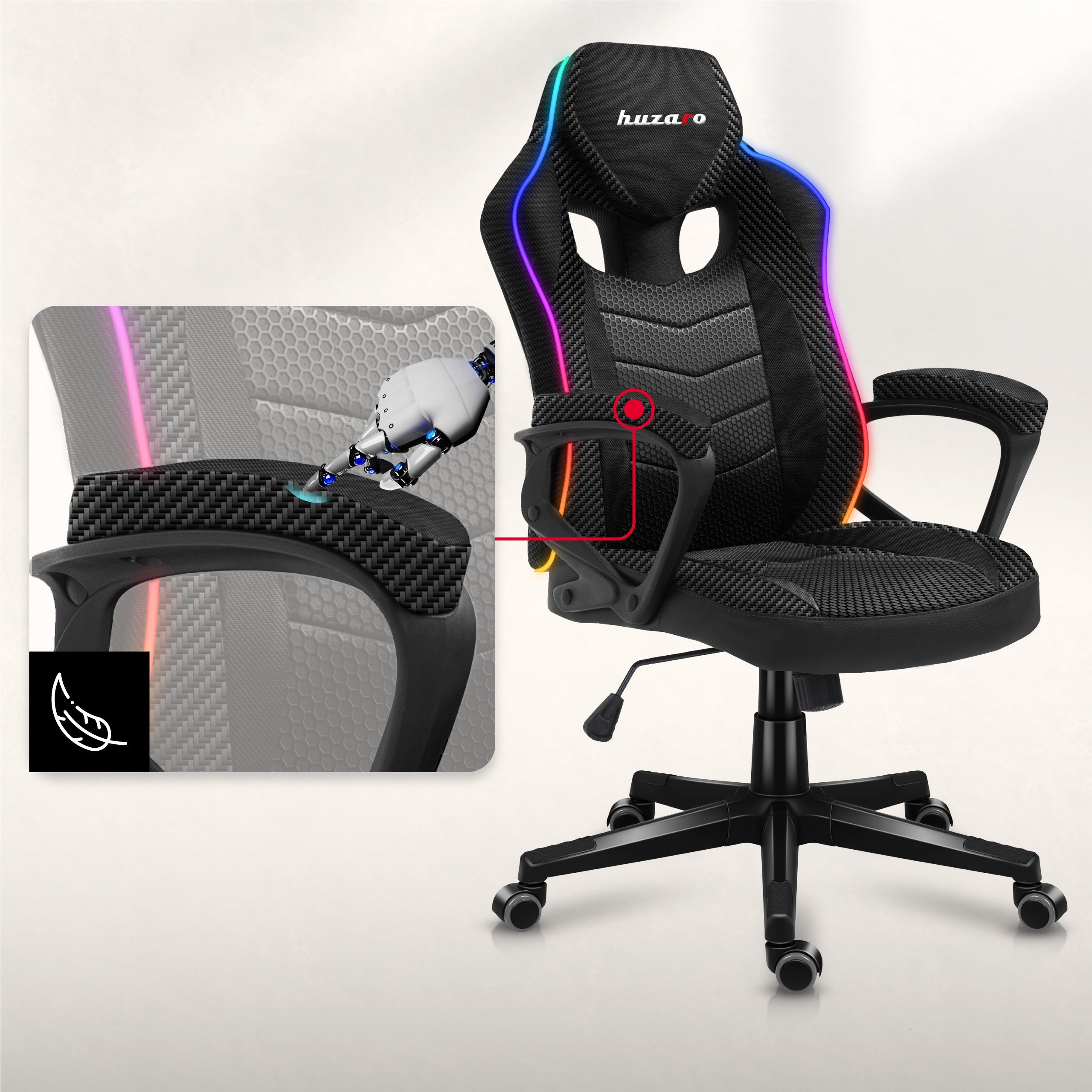 Rutschfeste, weiche Armlehnen