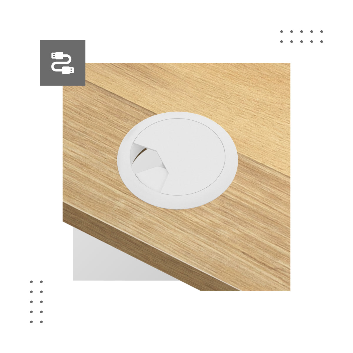 Einlässe für Drähte auf beiden Seiten der Arbeitsplatte