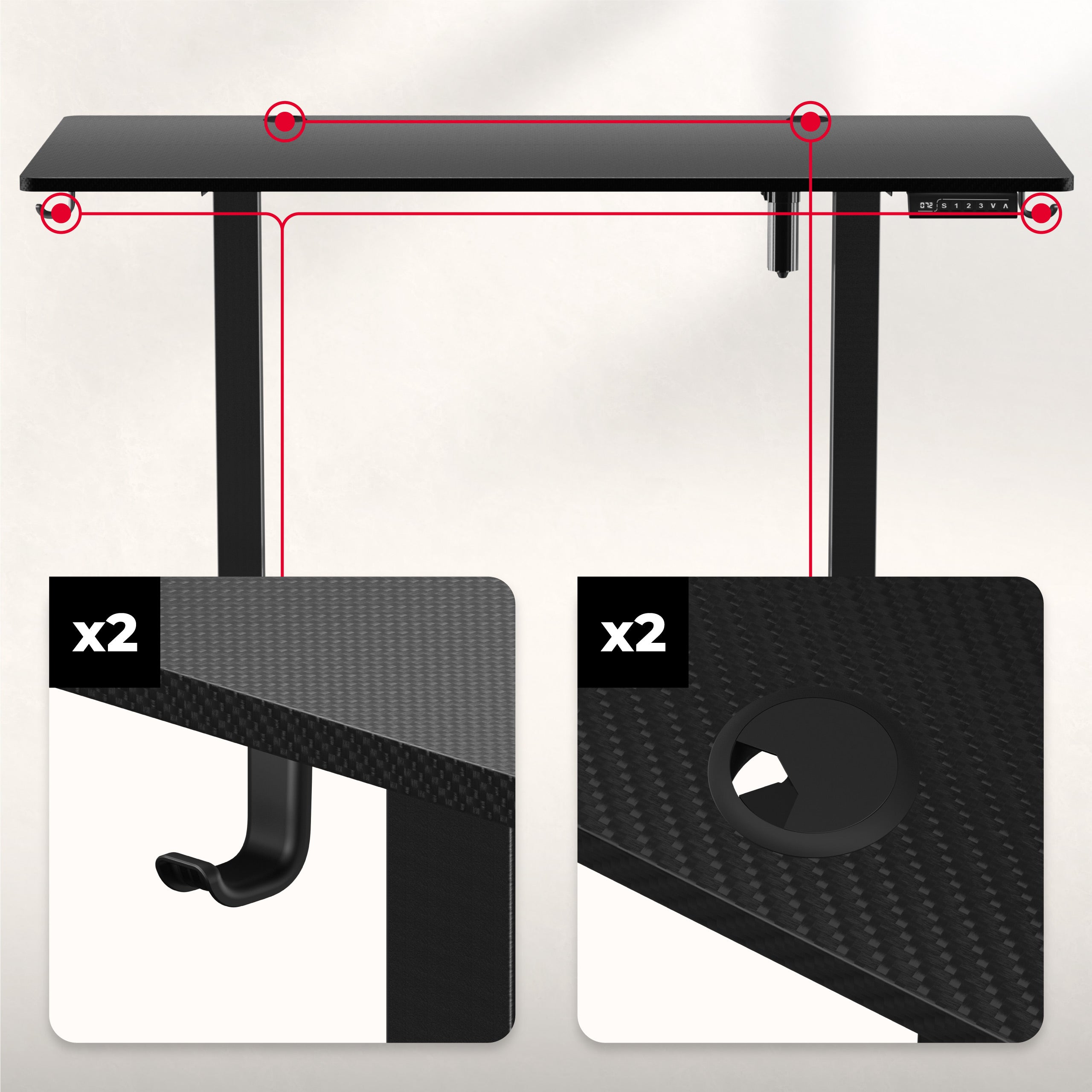 2 x Kabeleinlässe und Griffe für Kopfhörer, Rucksack und Tasche
