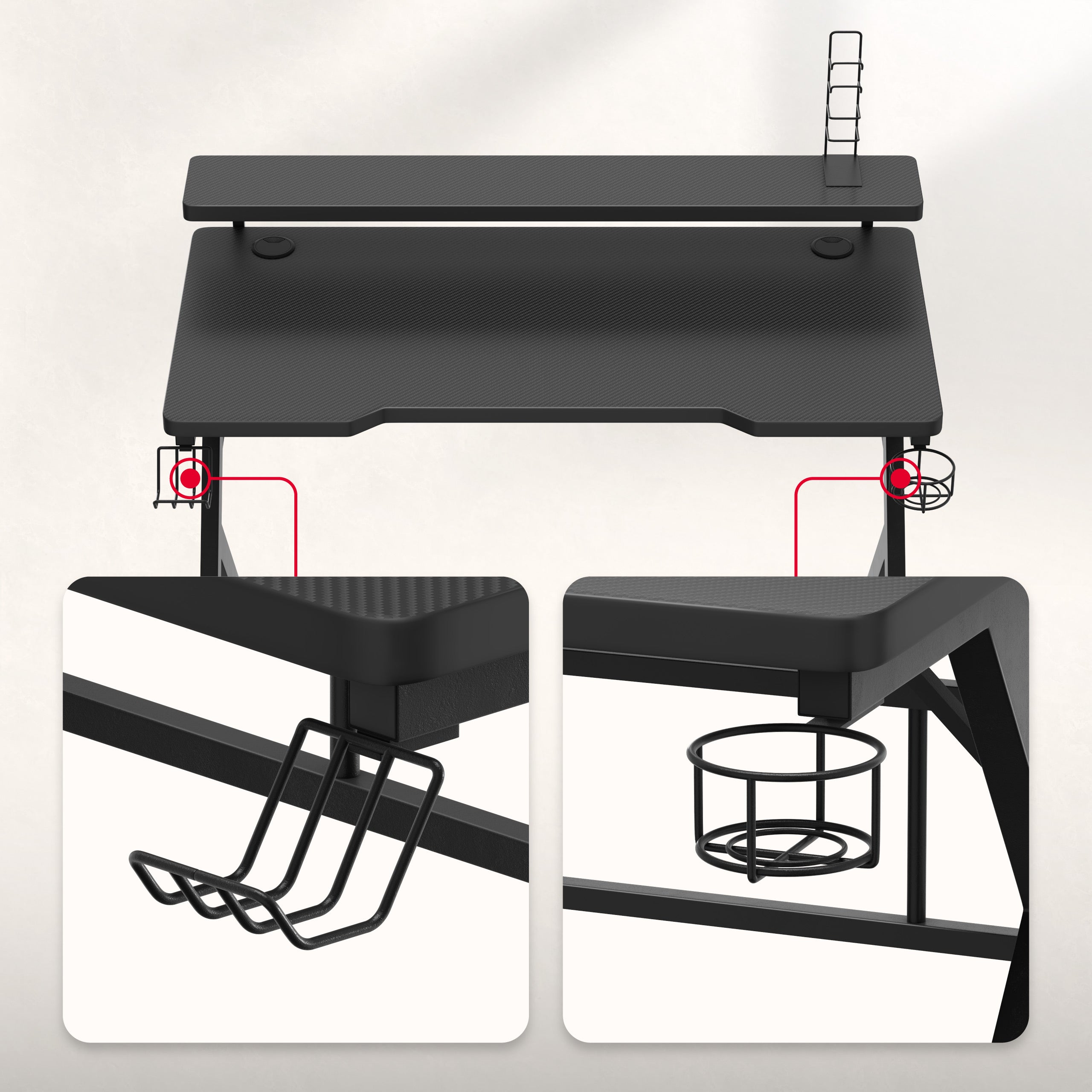 Kopfhörerhalter und faltbarer Getränkehalter