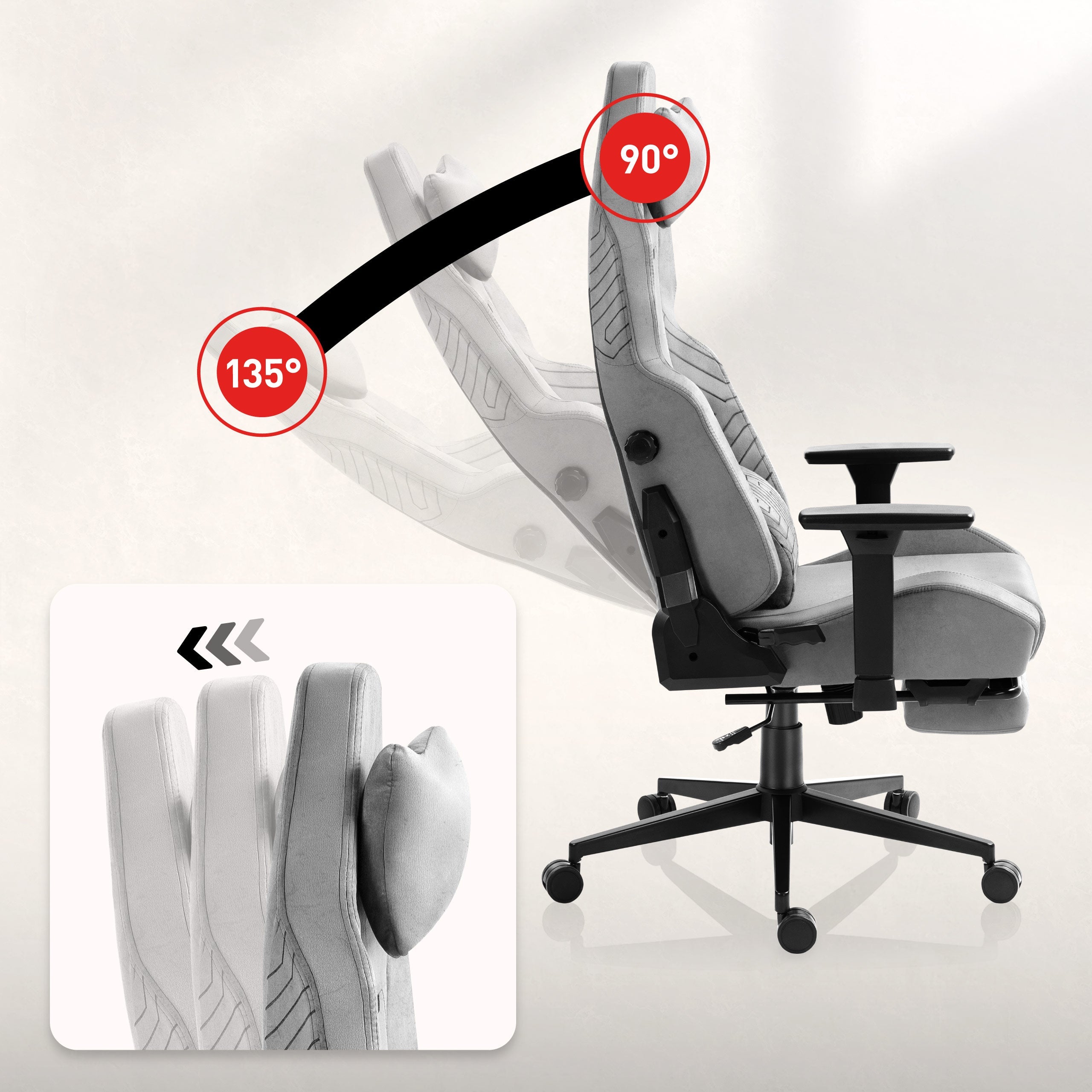 Verstellbare Rückenlehne bis 135°