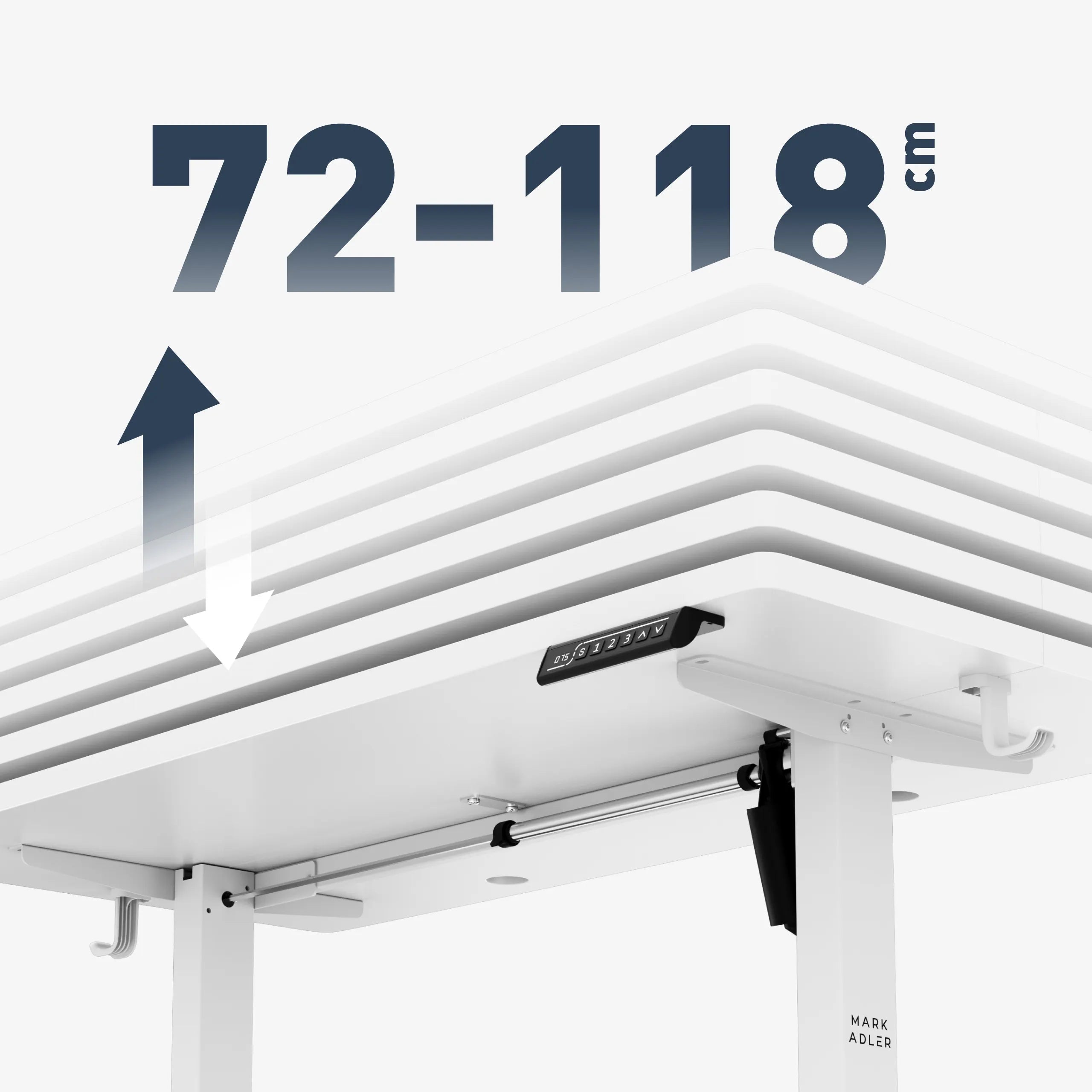 Großer Höhenverstellbereich: 72 – 118 cm