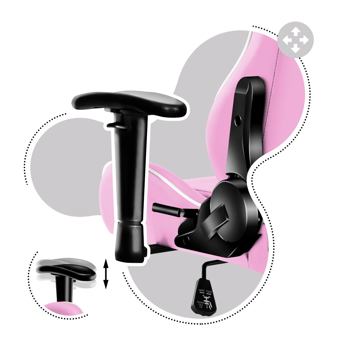 Verstellbare, rutschfeste, weiche Armlehnen