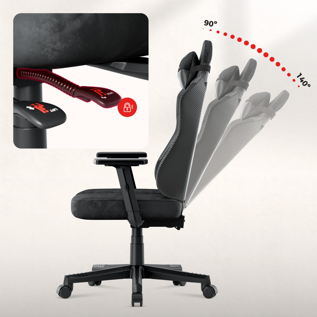 Gaming-Stuhl für Teenager Huzaro Ranger 5.7 Carbon Black