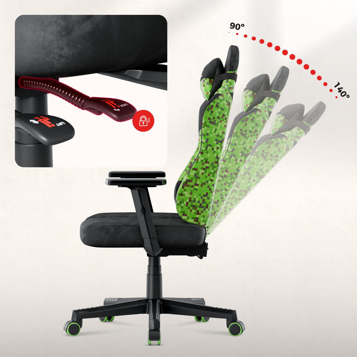 Gaming-Stuhl für Teenager Huzaro Ranger 5.7 Black Pixel
