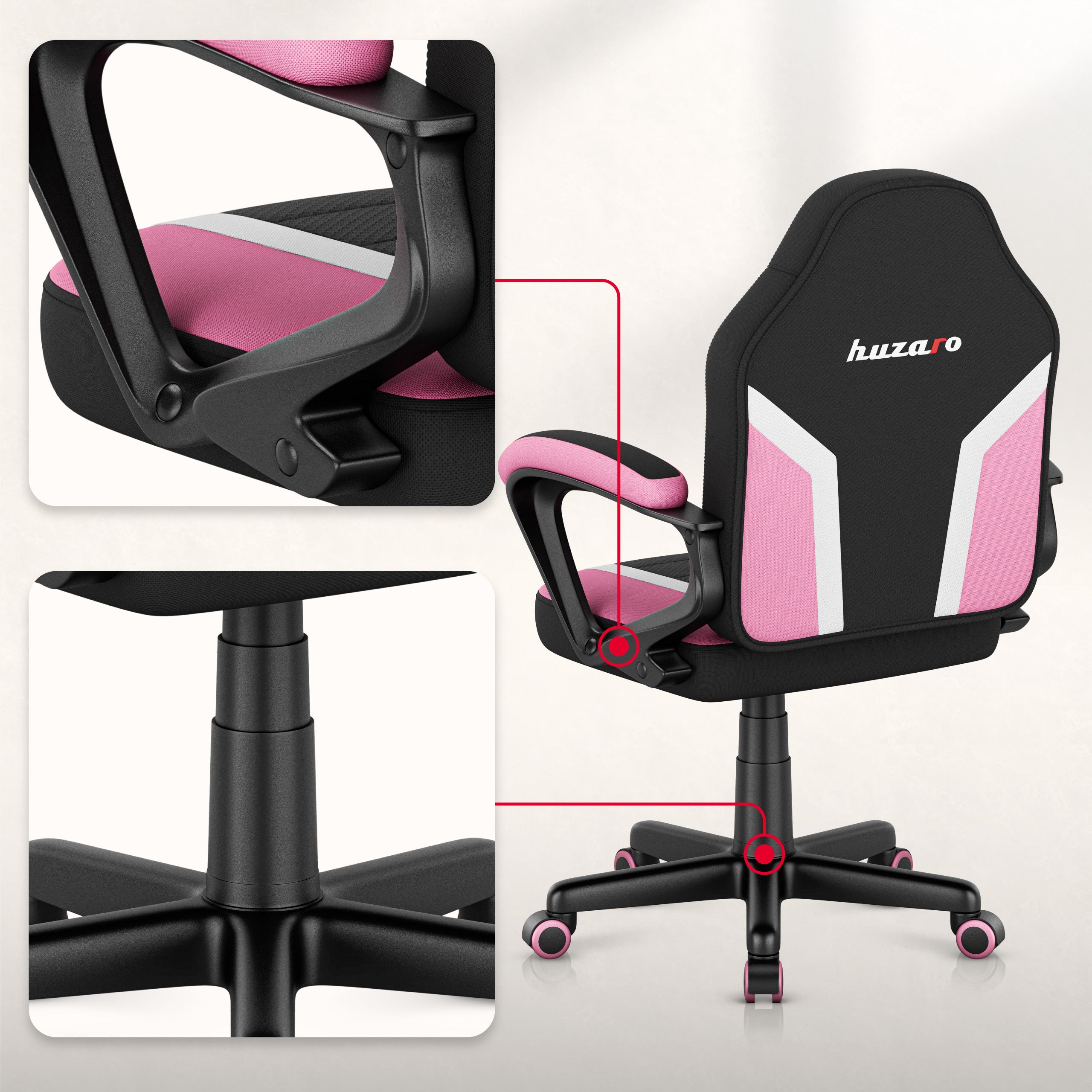 HUZARO RANGER 1.0 Rosa Mesh Gaming-Stuhl für Kinder
