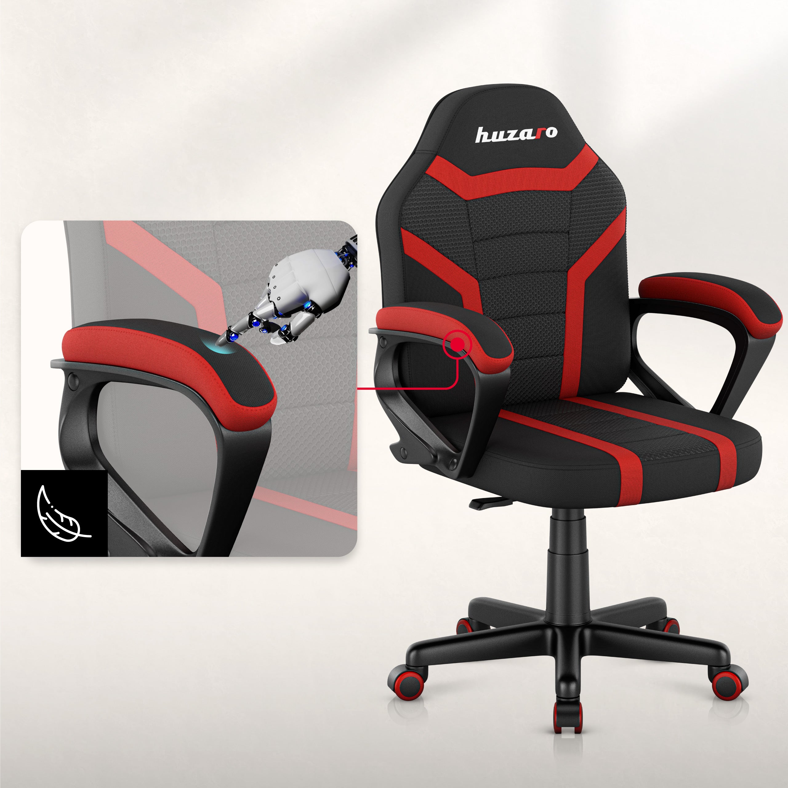 HUZARO RANGER 1.0 Rot Mesh Gaming-Stuhl für Kinder
