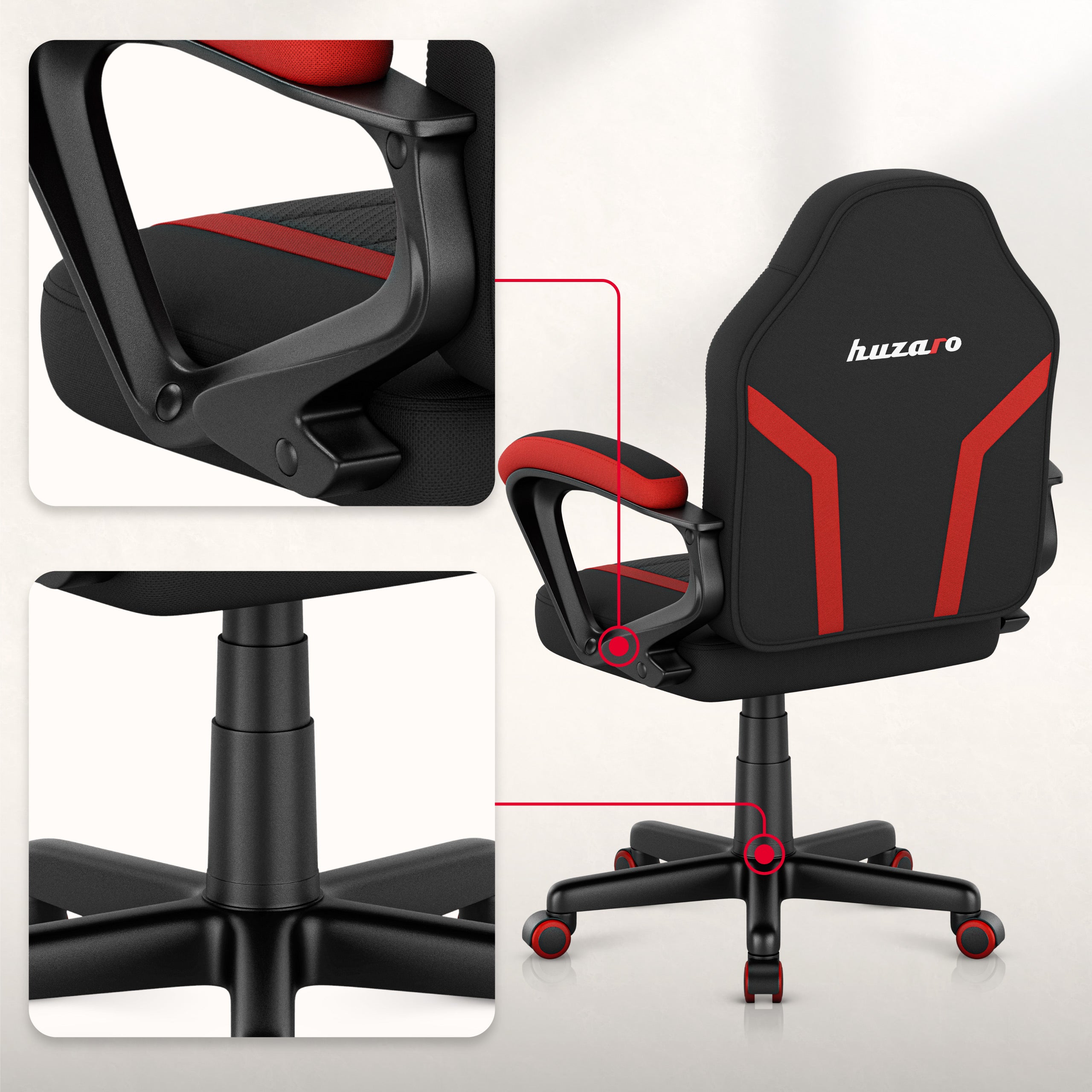 HUZARO RANGER 1.0 Rot Mesh Gaming-Stuhl für Kinder
