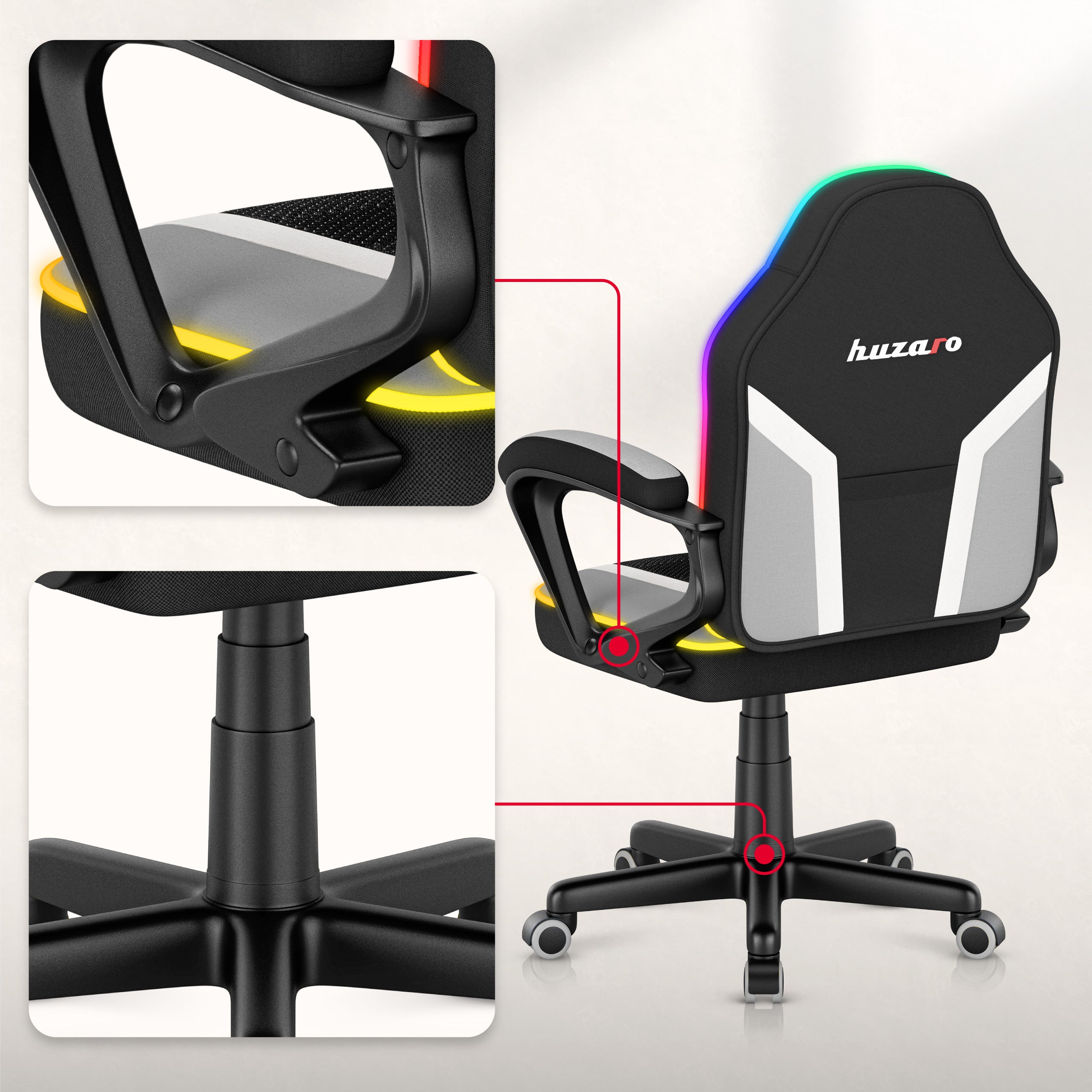HUZARO RANGER 1.0 RGB LED Gaming-Stuhl für Kinder