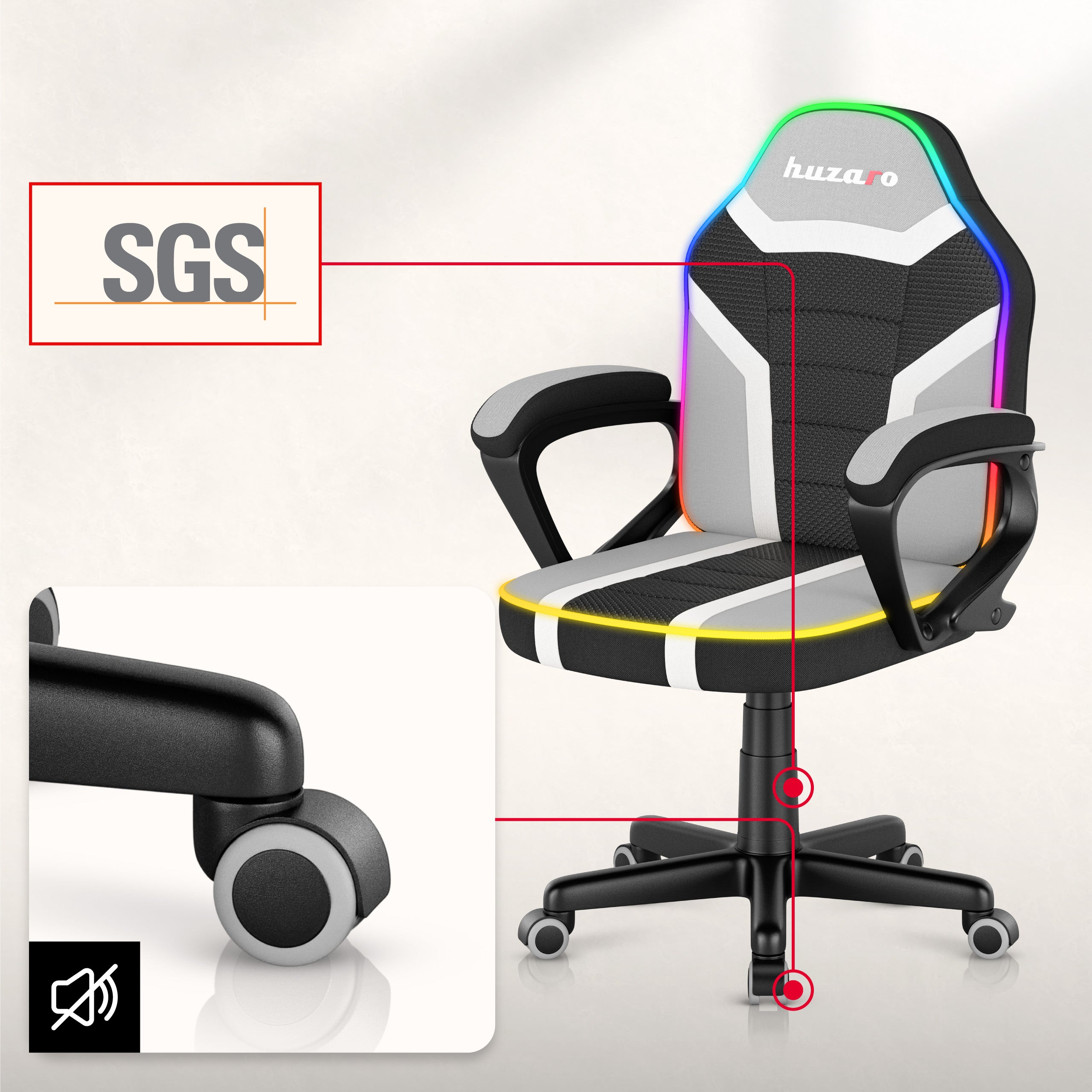 HUZARO RANGER 1.0 RGB LED Gaming-Stuhl für Kinder