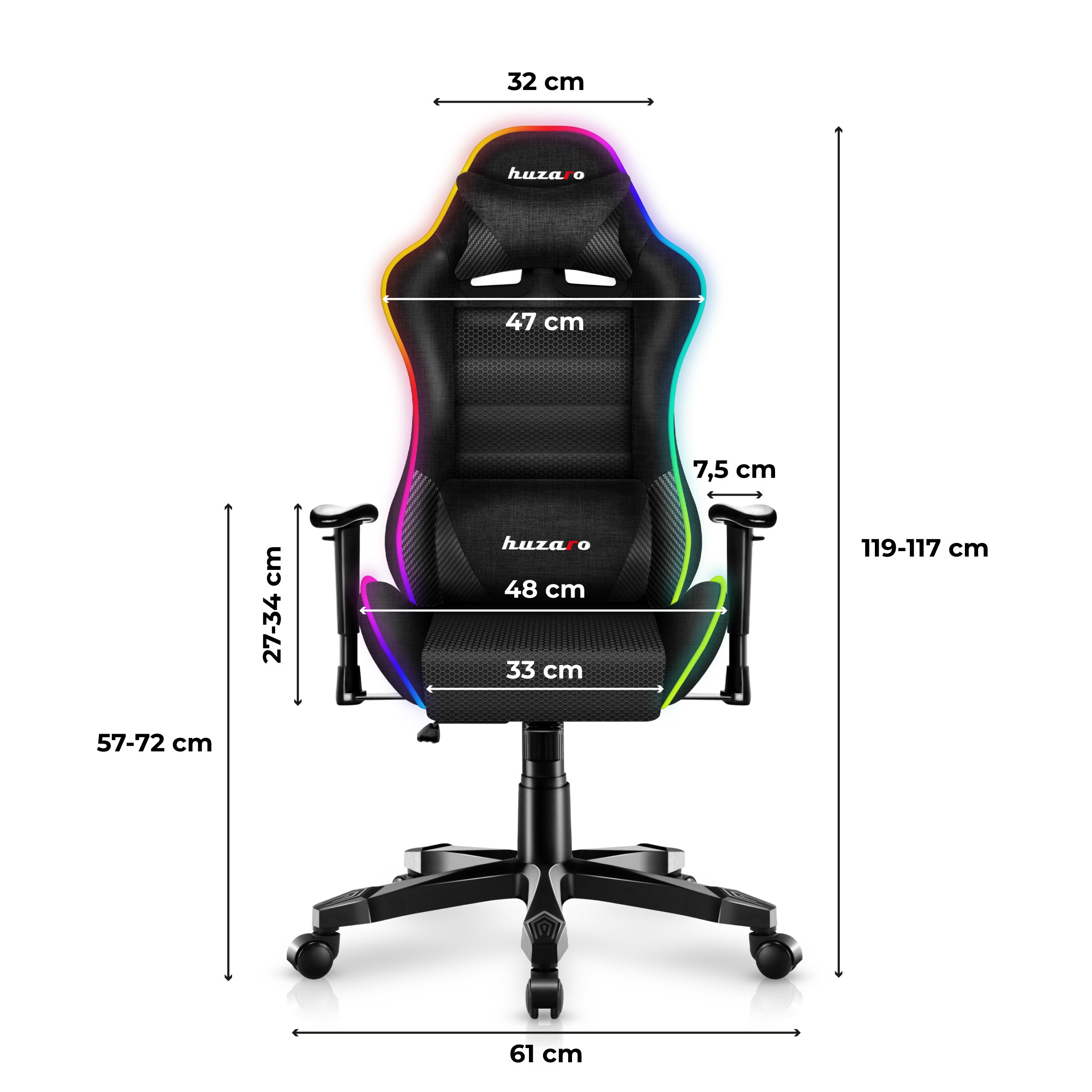 HUZARO RANGER 6.0 RGB LED Mesh Gaming-Stuhl für Kinder