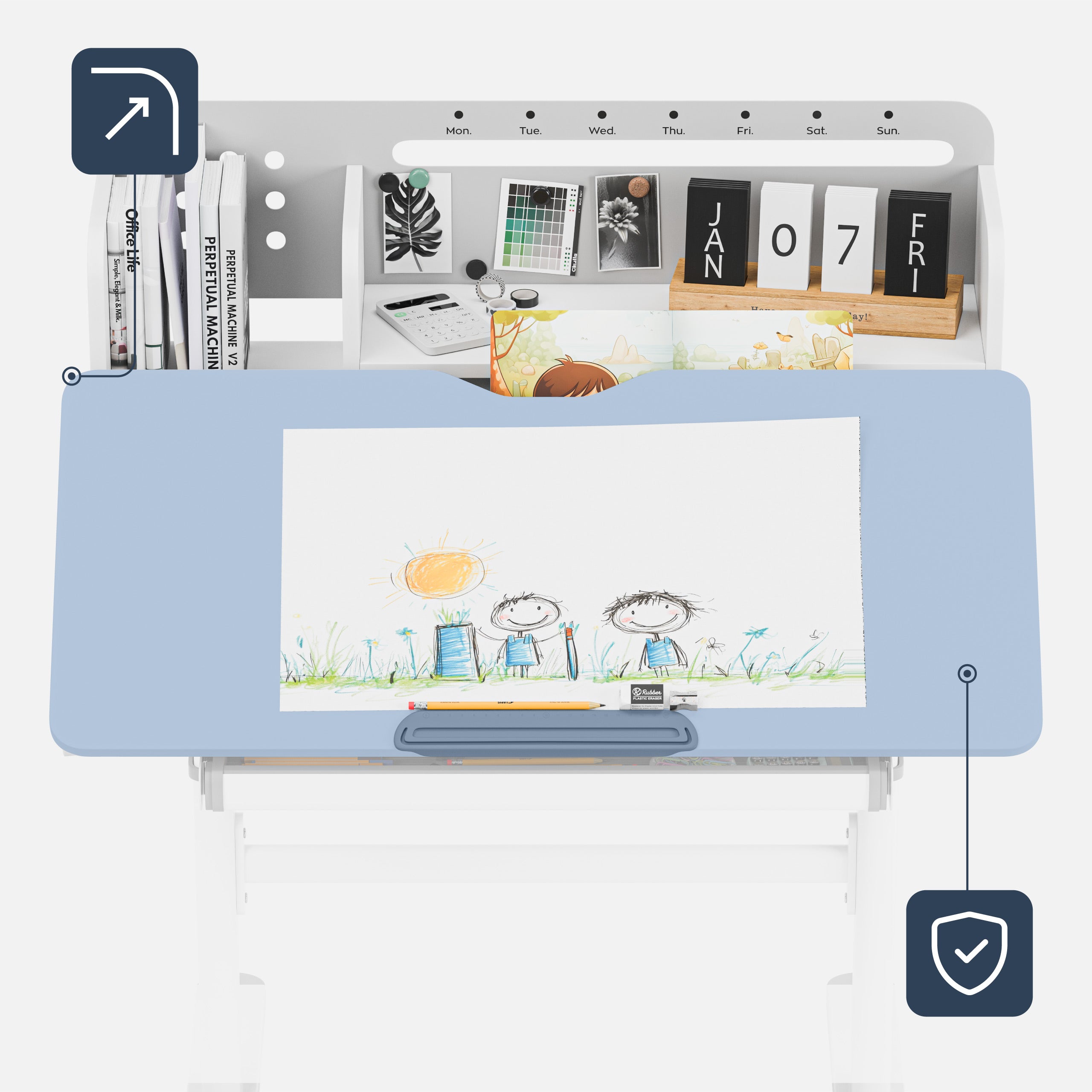 Ergonomischer Kinderschreibtisch Mark Adler Study 5.0 Grey 90 cm