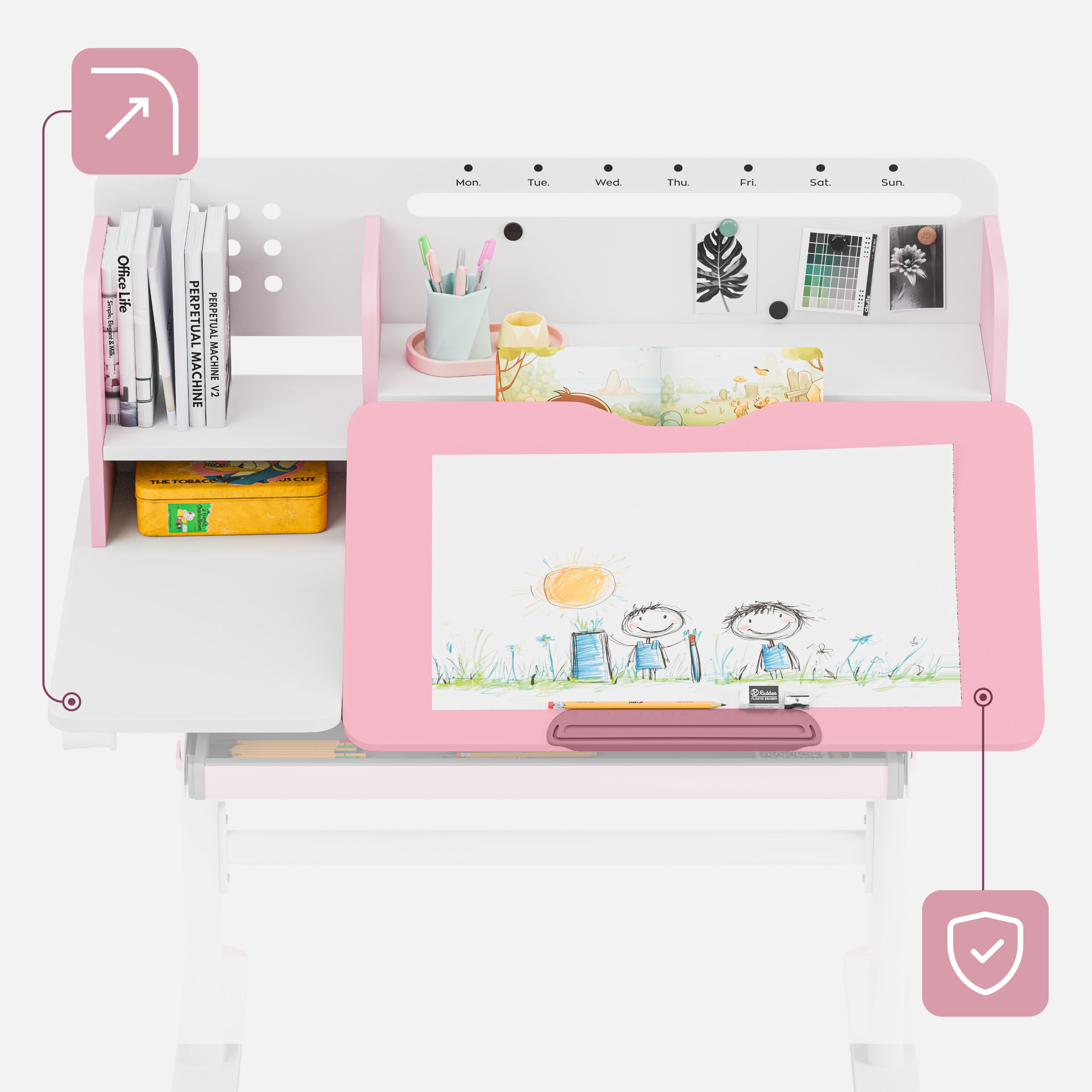 Kinderschreibtisch Mark Adler Study 5.7 Pink 100 cm